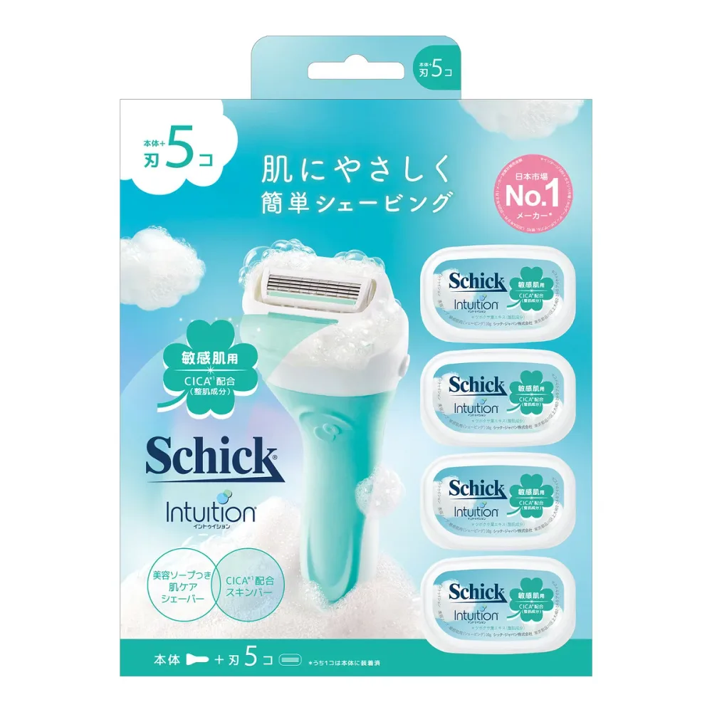 【送料お得・まとめ買い×4個セット】シック イントゥイション 敏感肌用 コンボパック 本体と替刃5コ T字カミソリ Schick
