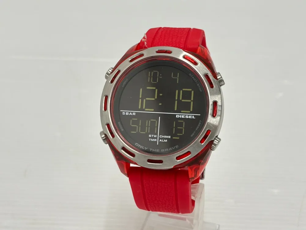 【中古】DIESEL ディーゼル DZ-1900 デジタル クオーツ ラバーベルト レッド 赤 メンズ 腕時計 【鳥取店】