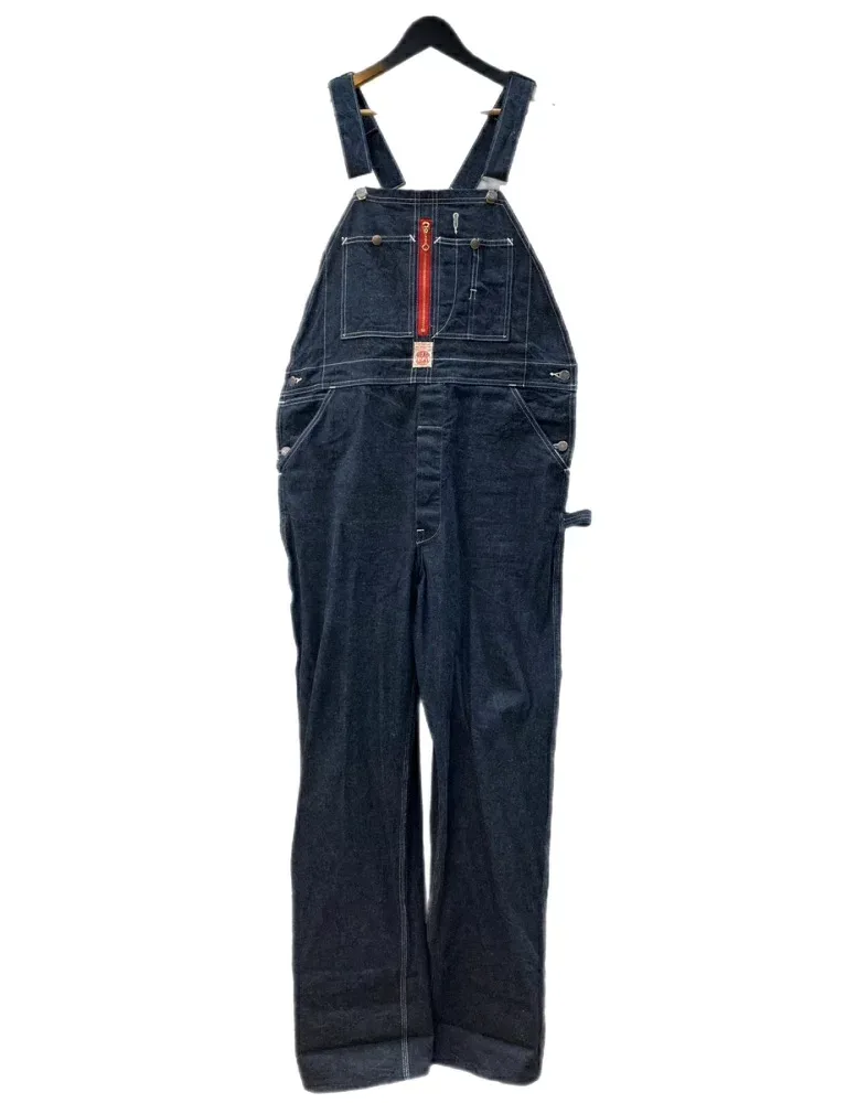 【中古】 ヘッドライト HEADLIGHT DENIM LOW BACK OVERALLS デニム ロー バック オーバーオール ボタンフライ ワーク オールインワン インディゴ 青 ロゴ HD42554 つなぎ・オーバーオール ブルー サイズ34×32 104MB-593