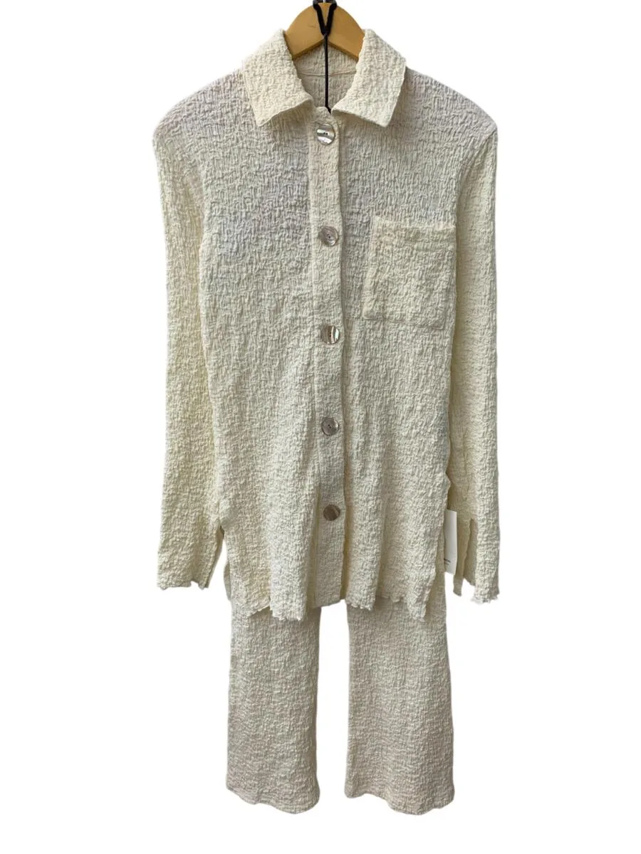 【中古】"メゾンスペシャル MAISON SPECIAL ジャガードタイトシャツ ジャガードストレッチフレアパンツ シャツ 21221315109 パンツ 21221465114 スーツ・セットアップ ホワイト フリーサイズ 201LT-538"