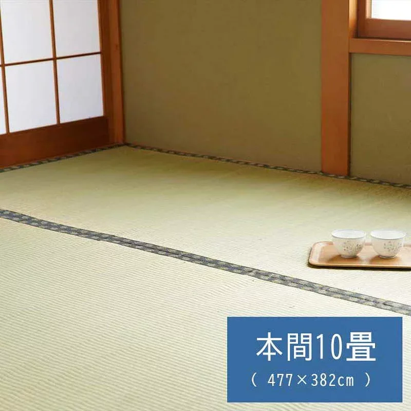 純国産 い草 上敷き カーペット 双目織 松 江戸間 10畳 477×382cm 国産い草使用 日本製 裏面使用可 リバーシブル