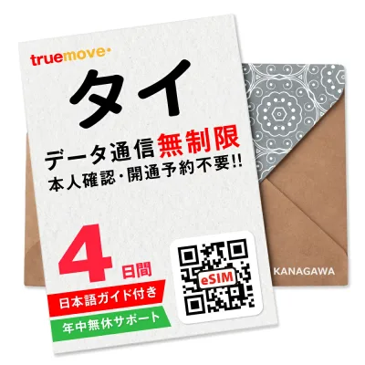 【タイeSIM】4日間(96時間) データ無制限 即日利用 楽天メッセージにてQRコード送信 お急ぎの方(お問い合わせ受付中) 有効期限 / ご購入日より90日以内 タイSIM