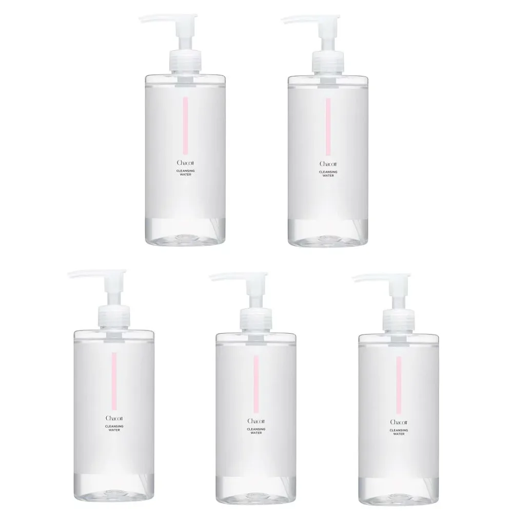 Chacott チャコット クレンジングウォーター ポンプ式 W洗顔&化粧水 500ml 001 レディース&メンズ用 ジェンダーレスコスメ (5個セット)