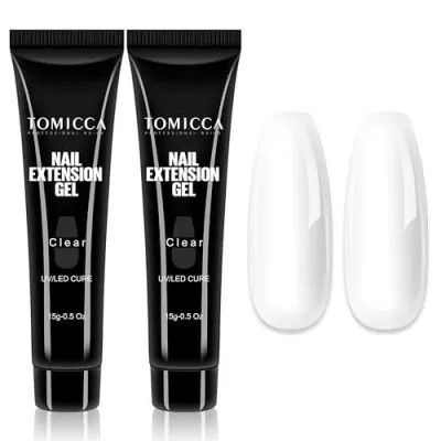 TOMICCA ポリジェル 長さ出しジェル ジェルネイル 長さ出し 2本 15g UV/LEDライト対応 初心者用 (クリア)