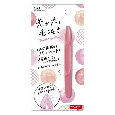 貝印(Kai Corporation) KAI 先が丸い 毛抜き 先丸 優しい肌当たり ピンク ピンセット用 広範囲 KQ3210