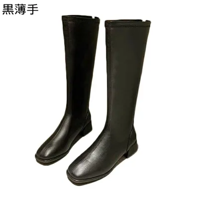 ロングブーツ レディース 騎士ブーツ ローヒール 22-26.5cm 白 黒 膝下丈 大きいサイズ 撥水 脱げない 落ちない シンプル 美脚 秋冬靴 美脚 痛くない 便利 細見え 履きやすい カジュアル 雨靴 通勤通学
