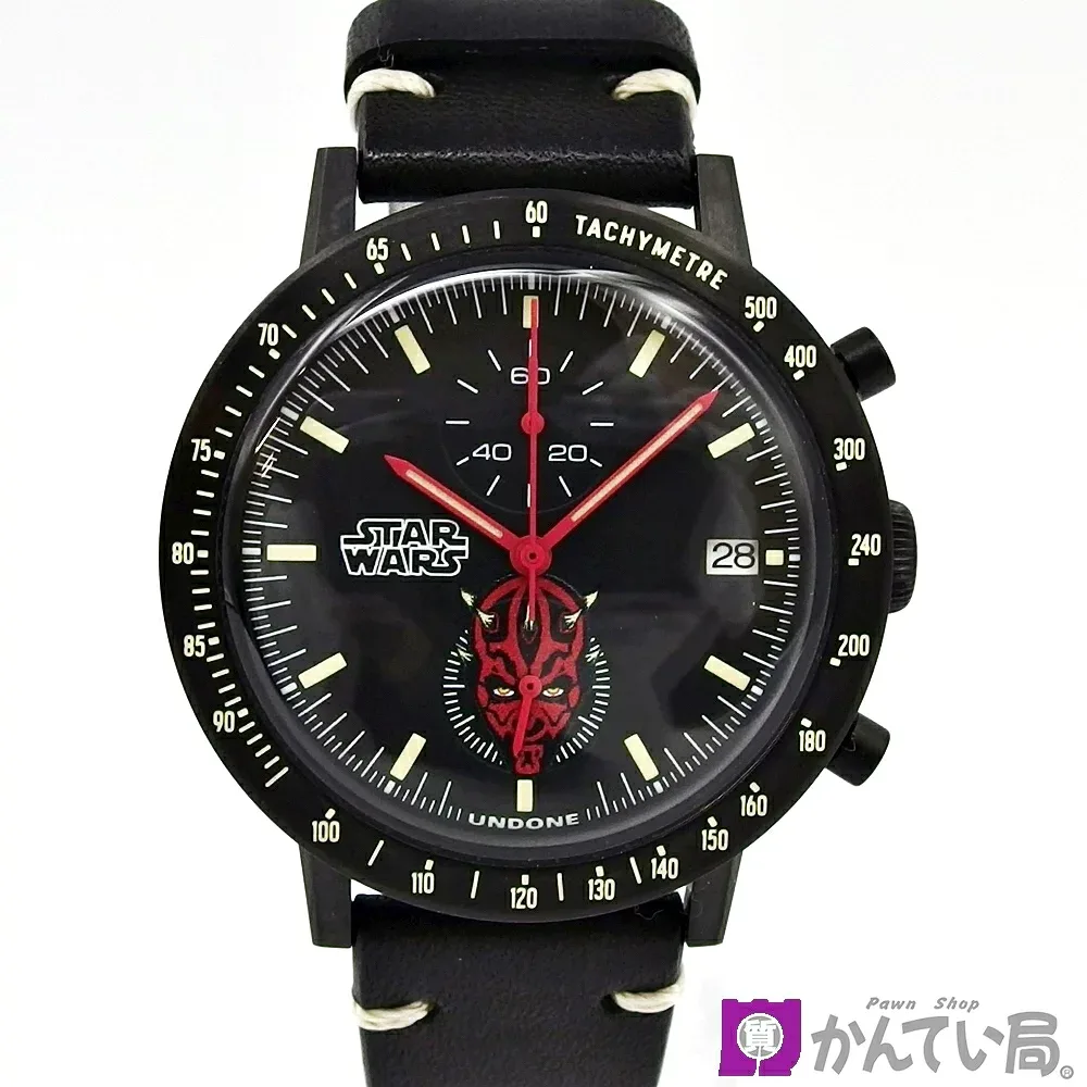 【300本限定モデル】スターウォーズ ダース・モール SW-T1003 UNDONE アンダーン Limited Model Darth Maul 黒文字盤 SS メカニカルクォーツ クロノグラフ メンズ 腕時計 内外箱/ギャラ付き