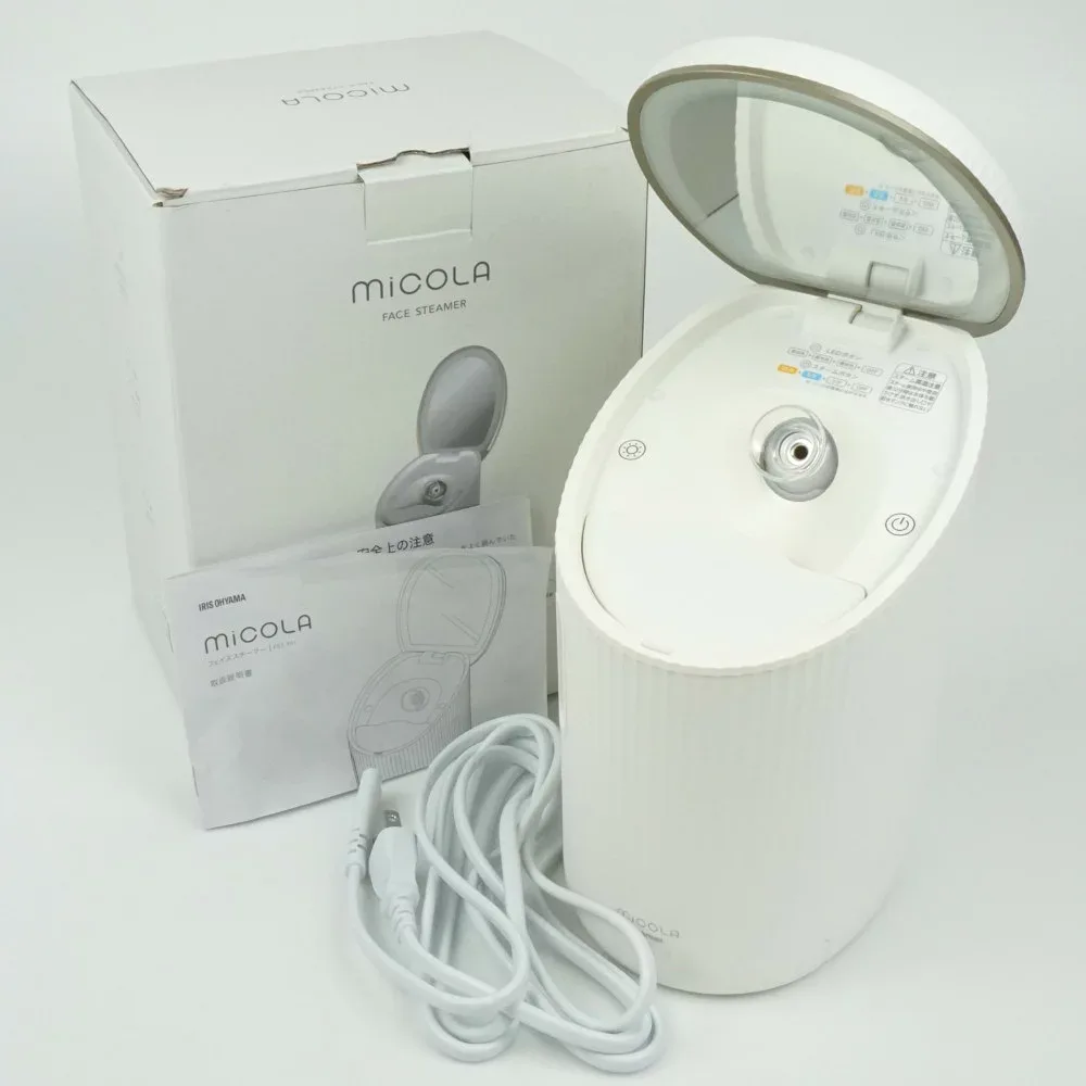 IRIS OHYAMA アイリスオーヤマ FST-101 miCOLA ミコラ フェイススチーマー ホワイト 白 温スチーム 保湿ケア 美容家電 【中古】