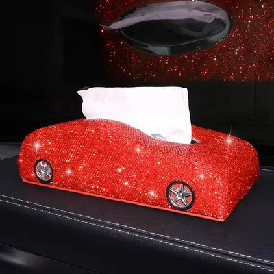 A018909ラインストーン飾り 高級感 上品ティッシュケース 車用 キラキラ