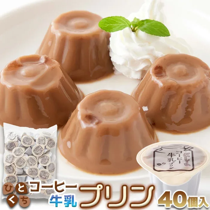 送料無料 まろやかな甘さと風味豊かなコーヒーの香りがたまらない☆【お徳用】ひとくちコーヒー牛乳プリン40個 千葉県産牛乳を100%使用【代金引換不可】【産直スイーツ】