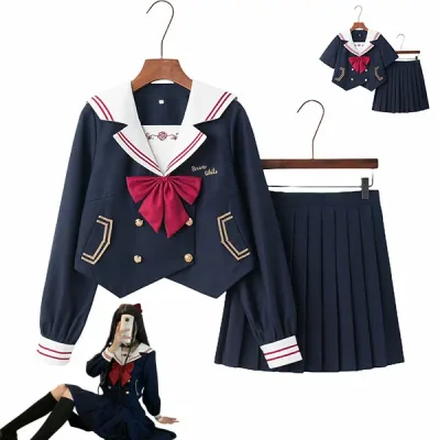 セーラー服 コスプレ 半袖 長袖 ロングスカート スカートスーツ コスプレ 上下セット セットアップ ハロウィン 女の子 コスチューム JK制服 女子制服 学生服 女子高生 長袖 可愛い 高校生 学生 学園祭 文化祭