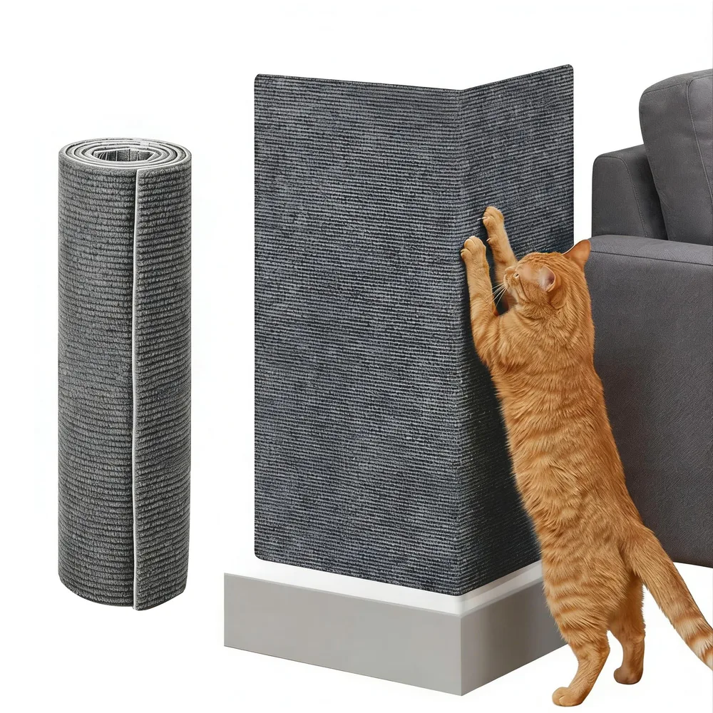 【壁保護 爪とぎ防止】 猫 爪とぎ 爪研ぎシート つめとぎ 猫爪とぎ 爪とぎ防止シート 壁保護シート 猫用品 猫グッズ つめきりいらず 静音・耐久性 ネコ用爪研ぎマット 家具保護 多用途 猫じゃれ遊び対応 (ダークグレー 40*100cm)