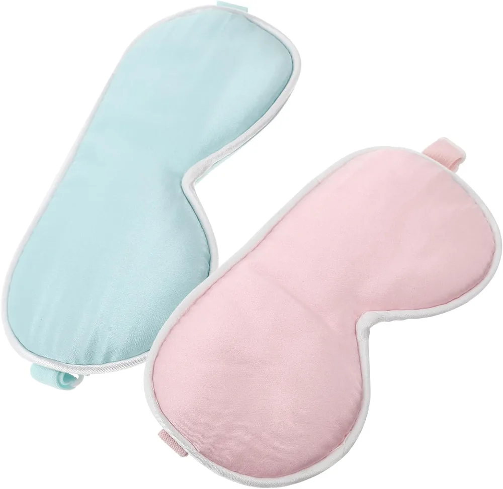 シルク製ベビー睡眠用アイマスク 軽量通気性 遮光パッチ 幼児用快適シェーディングカバー ピンク ブルー ランダムカラー 2個