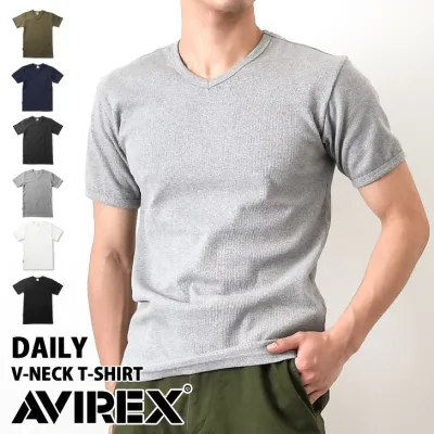 \本日店内EVENT/ POINT 送料無料 AVIREX Tシャツ アビレックス デイリー Tシャツ メンズ 半袖 Vネック avirex アヴィレックス 6143501 617351 7834934008 7835934005 インナー ブランド 厚手 カットソー シンプル 無地 かっこいい クーポン対象外 メール便