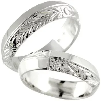 【クーポンで10%OFF】ペアリング カップル お揃い 記念日 2本セット ハワイアンリング 結婚指輪 プラチナ スクロール 波 幅広 結婚記念リング 地金リング 宝石なしブライダルジュエリー お守り 大きいサイズ対応 レディース メンズ