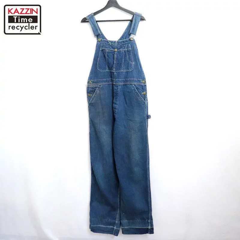 【中古】50s ヴィンテージ BIG BUCK デニム オーバーオール 古着 メンズ Lサイズ相当 ブルー