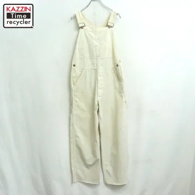 【中古】70s ヴィンテージ シアーズ Sears 山ポケ カットオフ オーバーオール 古着 メンズ Lサイズ相当 ホワイト