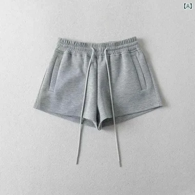 ショートパンツ レディース カジュアル ドローストリング ハーフパンツ 短め 動きやすい ウエストゴム スポーツウェア 部屋着 ルームウェア 夏用 ポケット付き 薄手 無地 体型カバー 通気性 吸汗 速乾 シンプル