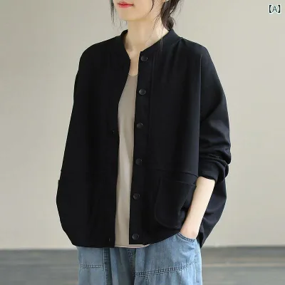 ジャケット レディース アウター 長袖 無地 カジュアル ゆったり 前開き 羽織り コットン素材 ライトアウター 軽い シンプル 春秋 体型カバー 防寒 通学 通勤 お出かけ 日常着 合わせやすい