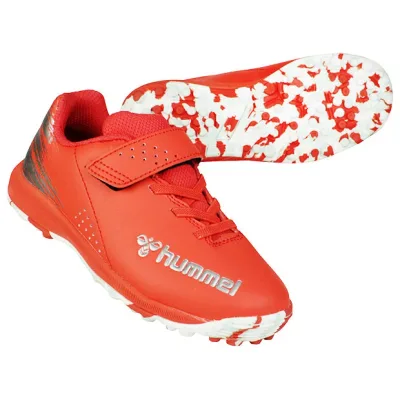 【10/8までポイント5倍】ジュニア プリアモーレ 6 α V TF Jr. レッド×シルバー 【hummel|ヒュンメル】サッカージュニアトレーニングシューズhjs2135-2095