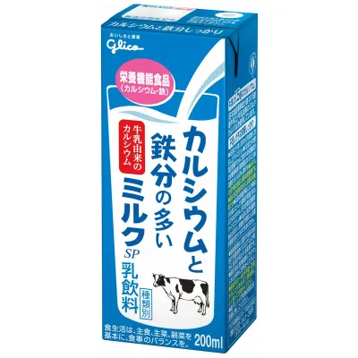 江崎グリコ カルシウムと鉄分の多いミルクLL 200ml 24本