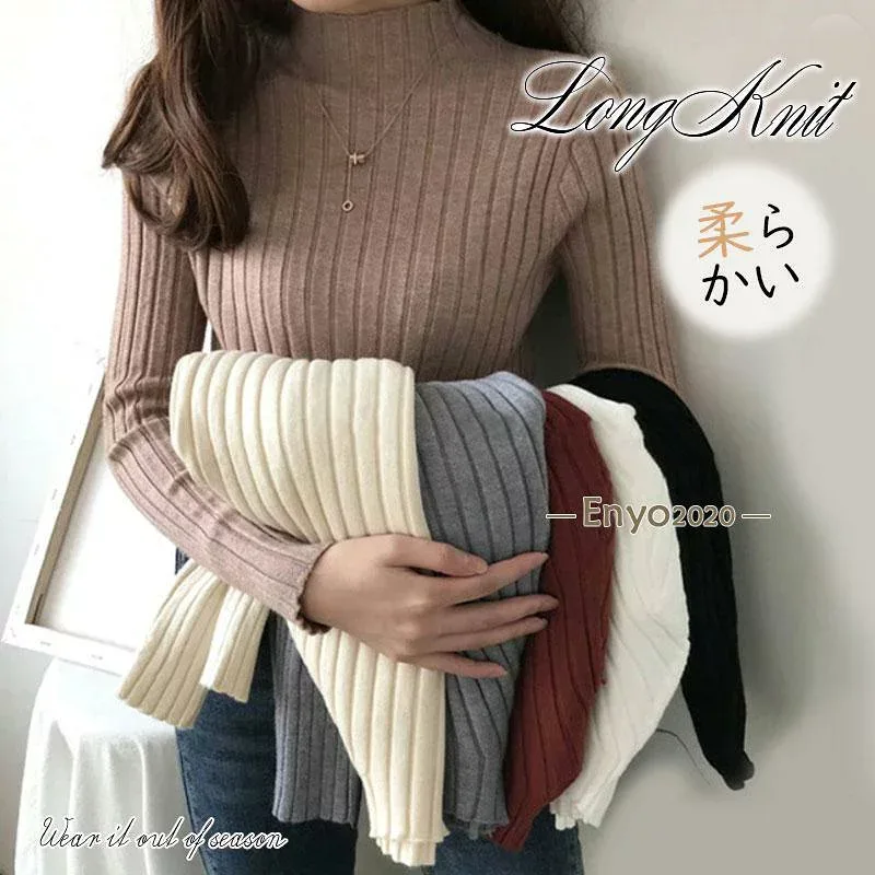 Sweater, Knit, Women's High Neck Top, Innerwear, Washable, Long Sleeve, Soft, Stylish, Simple, Slim, Stretch, Plain, School, Commuting, Spring/Autumn