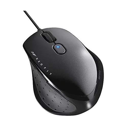 バッファロー BUFFALO 有線 BlueLED 5ボタン ネオフィットマウス Mサイズ ブラック BSMBU515MBK