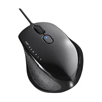 バッファロー BUFFALO 有線 BlueLED 5ボタン ネオフィットマウス Mサイズ ブラック BSMBU515MBK