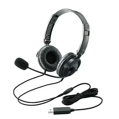 ELECOM Headset USB Microphone Binaural Overhead 1.8m Foldable 40mm Driver Black HS-HP20UBK