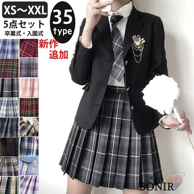 卒業式 スーツ 女の子 フォーマル スーツ 卒服 小学生女子 中学生 高校生 制服 5点セット ジャケット チェック プリーツスカート