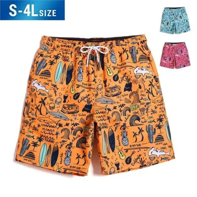 Swimsuit Men's Surf Pants Pattern Orange Pink Blue Sea Pants Surf Shorts Board Shorts Half Pants Large Size Knee Length Knee Length Pool Sea Beach Surfing Sauna Stylish Water and Land