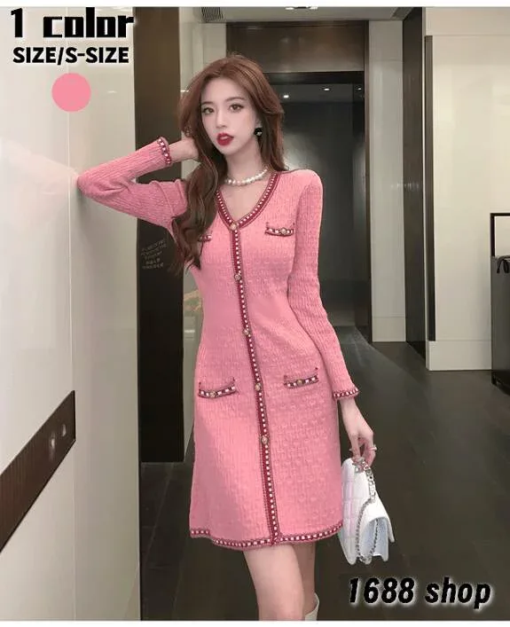 ニット 韓国ファッション 結婚式 姫系ワンピース 二次会 ひざ丈 新作 長袖 D05440 タイトワンピース 秋 上品 ひざ丈ワンピース パーティドレス セクシー ニットワンピース お嬢様 OL オフ