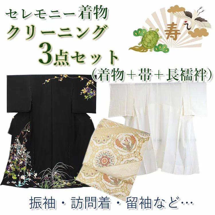 着物 クリーニング 3点 セット 宅配 卒業式 入学式 成人式 七五三 正絹 着物 長襦袢 帯 丸洗い 結婚式 お宮参り 保存 シミ抜き 汗 抜き プレス加工 訪問着 留袖 振袖 洗濯 メンテナンス 京洗い きもの 着物クリーニング フォーマル 和装 和服