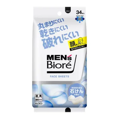 花王 メンズビオレフェイスシート 清潔感のある石けんの香り 34枚入り