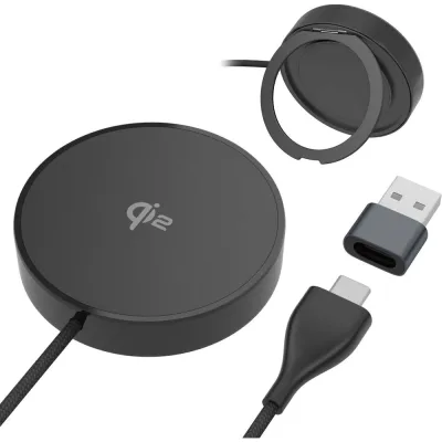 多摩電子工業 Qi2対応ワイヤレス充電器 2in1 ブラック TWC64K