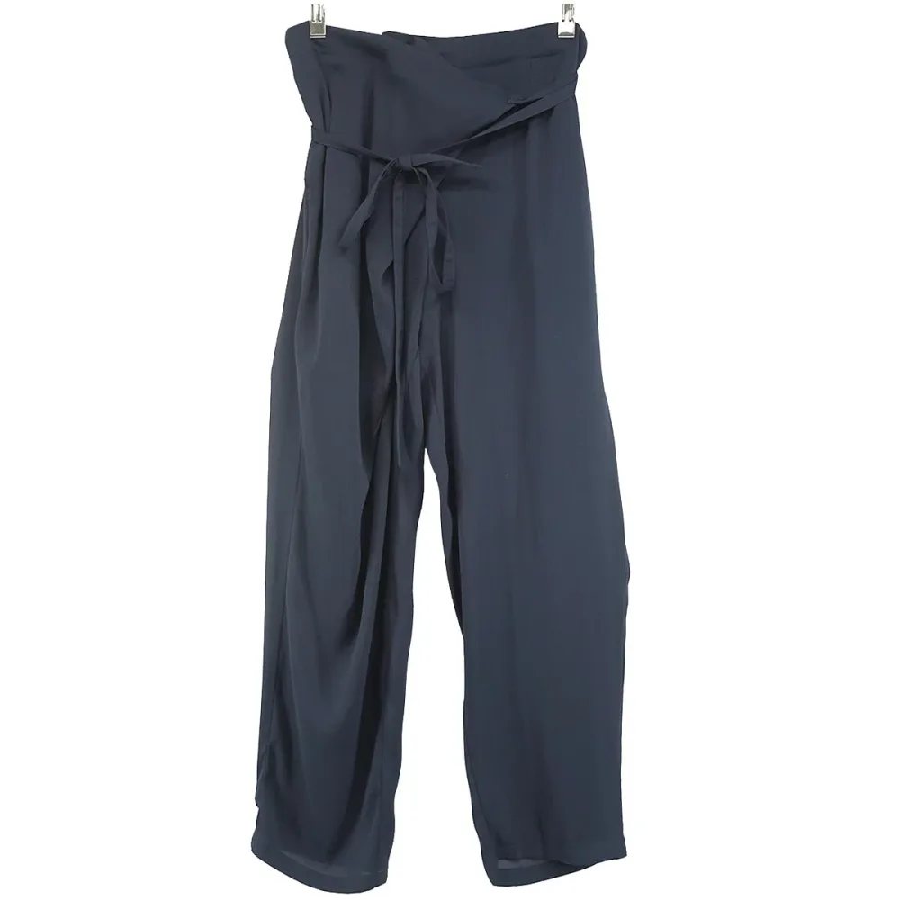 【中古】6(ROKU) BEAUTY&YOUTHWRAP PANTS ラップパンツ ジョーゼット ステッチ 巻き リボン ネイビー サイズ:36【価格見直し】