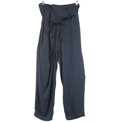 【中古】6(ROKU) BEAUTY&YOUTHWRAP PANTS ラップパンツ ジョーゼット ステッチ 巻き リボン ネイビー サイズ:36【価格見直し】