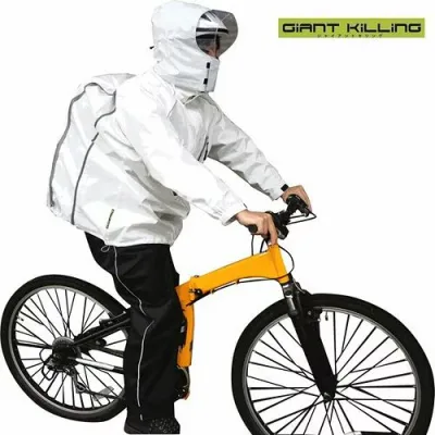 ジャイアントキリングスーツ GK-118α レインウェア リュック対応 男女兼用サイズ 自転車 通学用 弘進ゴムレインスーツ レインコート ヘルメット対応 通勤 通学 送迎 合羽 自転車用レインコート 自転車通学 メンズ レディース 高校生 中学生 通学用カッパ ホワイト