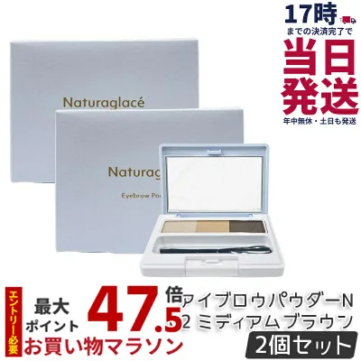 【2個セット】ナチュラグラッセ アイブロウパウダーN 02 ミディアムブラウン 2g ブラシ付き naturaglace 眉パウダー 眉メイク ナチュラル 長時間持続 立体感 パレット型眉粉 天然由来 ノンケミカル 日本 国産 国内正規品 送料無料