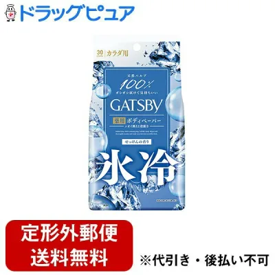 【本日楽天ポイント5倍相当】【定形外郵便で送料無料でお届け】株式会社マンダムギャツビー アイスデオドラント ボディペーパー アイスシャボン <徳用タイプ>【医薬部外品】 30枚<ボディシート 冷感タイプ>【TK510】