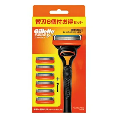 【送料無料】株式会社 P&G ジレットGillette フュージョン カミソリ 本体 1コ 替刃 6コ付 うち1コは本体に装着済【RCP】【△】【CPT】【NK】