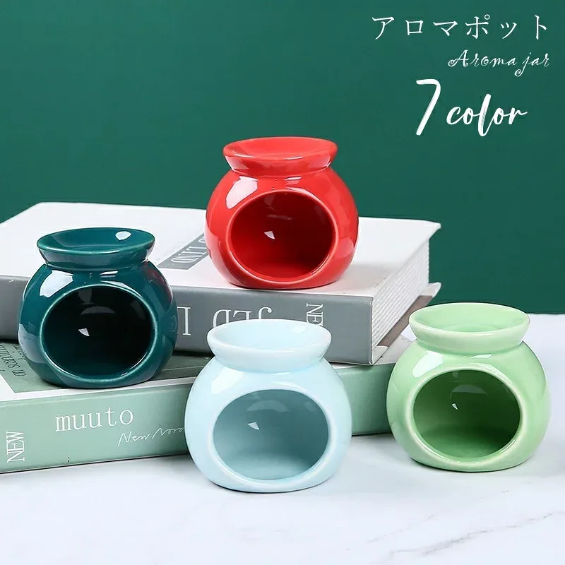 送料無料 アロマポット アロマバーナー インテリア雑貨 インテリア小物 丸形 ラウンド 陶器 無地 レッド ピンク ホワイト グリーン 可愛い キュート シンプル カジュアル ポップ おしゃれ