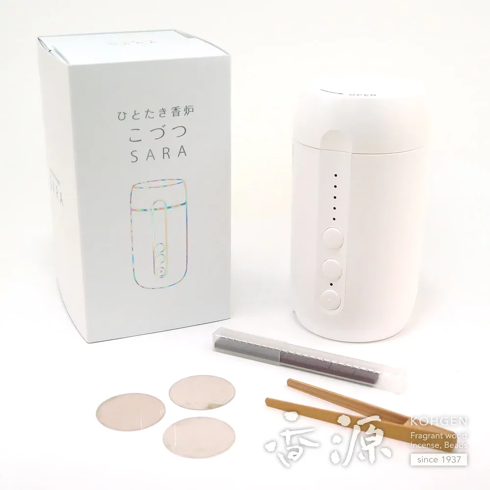 \お買い物マラソン★最大7%OFF★/松栄堂 電子香炉 ひとたき香炉 こづつSARA 白(充電アダプター・ケーブル付)