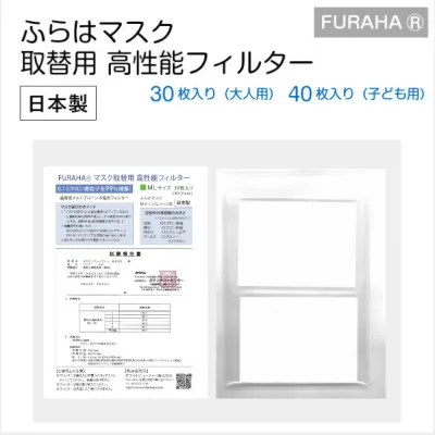 マスクフィルター(30枚入り・40枚入り) 日本製 マスクシート 不織布 フィルター 布マスク用 FURAHA ふらは マスク フィルター 飛沫防止 ウィルス対策 PM2.5対策マスク 0.1ミクロン捕集 高機能マスクフィルタ ホワイトビューティー