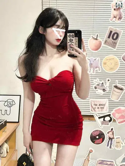 ワンピース レディース 赤 チューブトップ タイト ウエストシェイプ ヒップハグ ミニ セクシー 春夏 ボディコン ストレッチ 普段使い