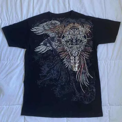 Tシャツ メンズ 春夏 欧米風 ストリートファッション 個性 ダークプリント 短袖 カジュアル トップス 軽量 吸湿速乾 コットン ブラック系 グレー