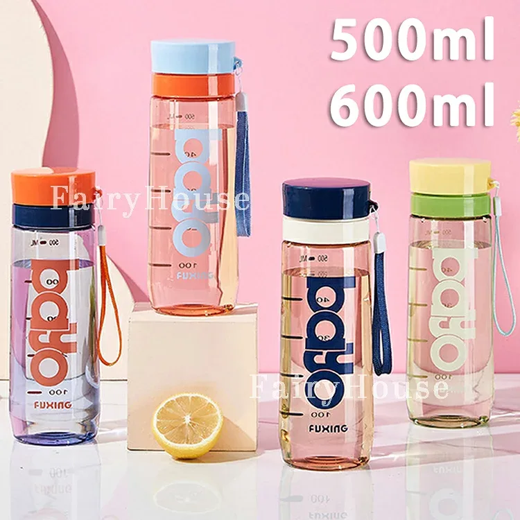 ウォーターボトル 水筒 透明 500ml 600ml 直飲み 大人 ウォーター ボトル 子供 キッズ 目盛り スポーツボトル 漏れない 超軽量 おしゃれ 可愛い 大人用 男女兼用 プラスチック スポーツ 登山 ジム キャンプ アウトドア 通勤 運動 洗いやすい 運動水筒
