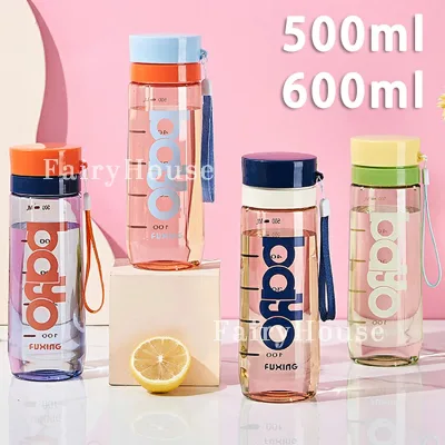 ウォーターボトル 水筒 透明 500ml 600ml 直飲み 大人 ウォーター ボトル 子供 キッズ 目盛り スポーツボトル 漏れない 超軽量 おしゃれ 可愛い 大人用 男女兼用 プラスチック スポーツ 登山 ジム キャンプ アウトドア 通勤 運動 洗いやすい 運動水筒