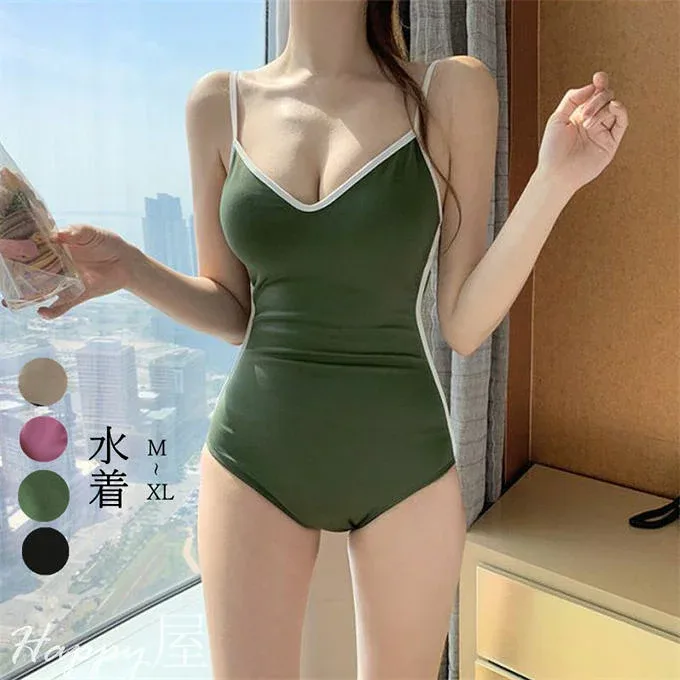 水着 ワンピース レディース セクシー オールインワン 無地 おしゃれ かわいい 大人 お洒落 可愛い 水泳 みずぎ ビーチ 海 温泉 プール ワンピ水着 送料無料