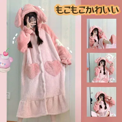 【マラソン最大1000円オフ】着ぐるみ パジャマ クマ 可愛い ピンクウサギパジャマ もこもこ ルームウェア 着る毛布 動物 冬用 パジャマ ワンピース 上下セット 長袖 前開き ペアパジャマ プレゼント ペア部屋着 女の子学生高校生 修学旅行上